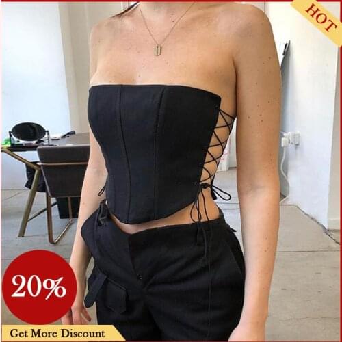 NEW 2021 Crop Top Women Sexy Solid Tube Top Chest Wrap Corset Bandage Vest Tank Top Femme Ropa Mujer Vetement Femme топ