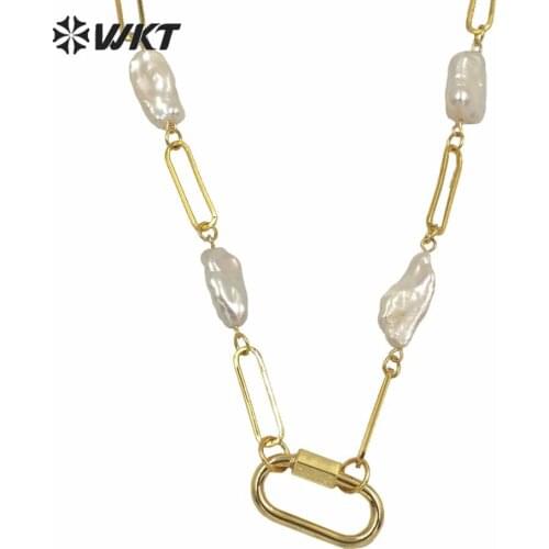 WT-JN133 Newest WKT exclusive design link chain mix pearl gorgeous fashion lady necklace for party or wedding match choker