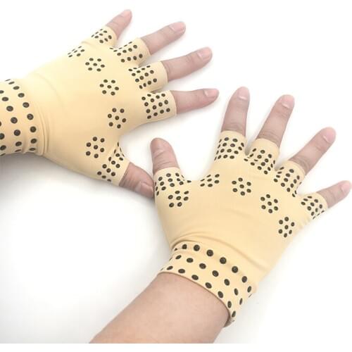 1 Pair Magnetic Therapy Fingerless Body Massage Gloves Arthritis Pain Relief Heal Joints Braces Supports Health Foot Care Tool