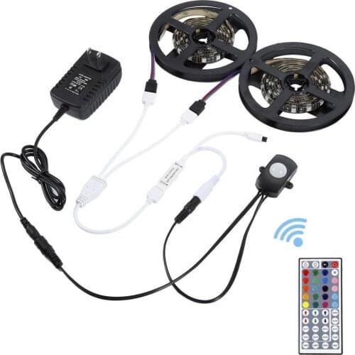 2m DC 12V Motion Sensor LED Strip PIR Sensor LED Strip 5050 RGB for Closet Stairs Under Bed Light Bedroom Washroom Night Lights