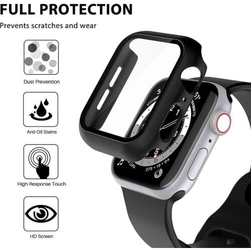 2pcs Protective Case for Apple Watch 1 2 3 Tempered Glass Screen PC Protector Clear Cover for iWatch