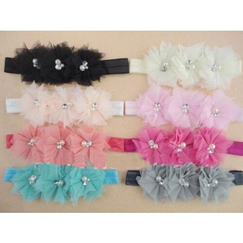 2013 hottest sale Bling Triple Tulle mesh Flower Headbands Baby Flower Headbands 60 pcs lot