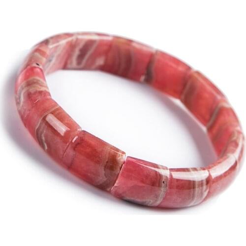 2018 Natural Rose Rhodochrosite Gem Stone Rectangle Beads Bracelet AAAA 6*12mm Fashion Women Unique Crystal Stone Bracelet