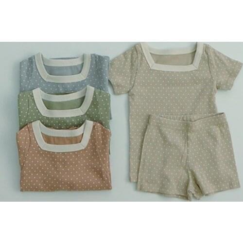 MILANCEL 2021 Baby Clothing Set Polka Dot Infant Girls Suit Toddler Boy Tee and Shorts