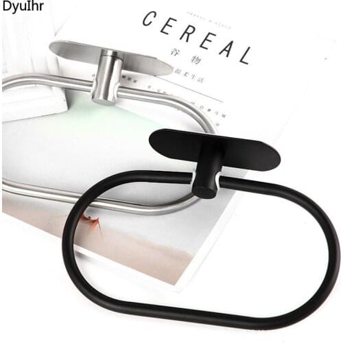 304 stainless steel towel ring bathroom toilet free perforated towel rack towel bar kitchen towel rack Dyuihr