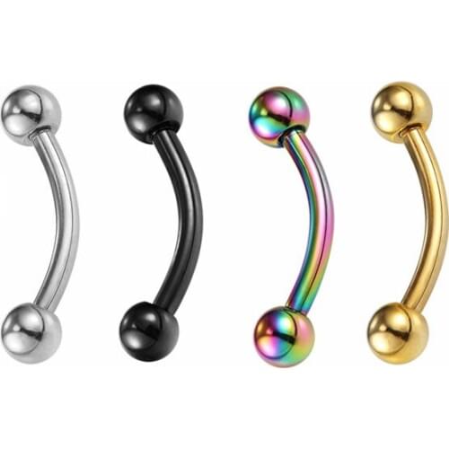 50PCS Surgical Steel Eyebrow Piercing Eyebrow Pircing Curved Barbell Banana Piercings Body Jewelry Bijoux Earlets Wholesale