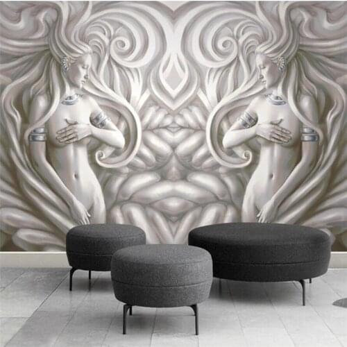 Wellyu papel de parede Customized large mural European embossed beauty sculpture modern fashion 3D TV background wallpaper