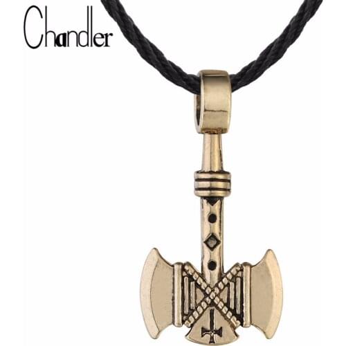 Chandler Punk Valknut Viking Axe Necklace For Women Men Axes Amulet Gothic Retro Pagan Pendant Vikings Jewelry