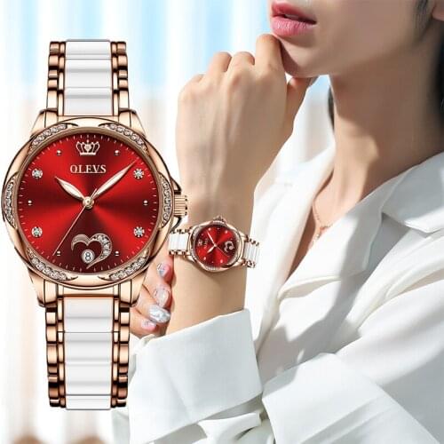 OLEVS Women watch Set Waterproof Automatic Mechanical watch Female Ceramic watch Gift for Women Wristwatches