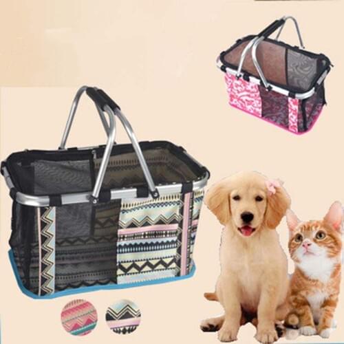 Pet Dog Fashion Print Breathable Oxford Cloth Handbag Foldable Outdoor Travel Carries Bag For Small Dogs Cats PB733