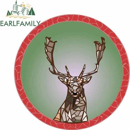EARLFAMILY 13cm x 12.7cm for Deer Mosaic Waterproof Car Stickers Vinyl Material DIY Scratch-proof Custom Printing Camper Decal