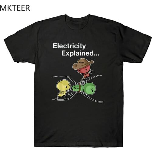Ohm Volt Amp Electricity Explained Funny Electrician Nerd Mens Cotton T-Shirt Harajuku O-Neck Tshirt Men Streetwear Hip Hop Top