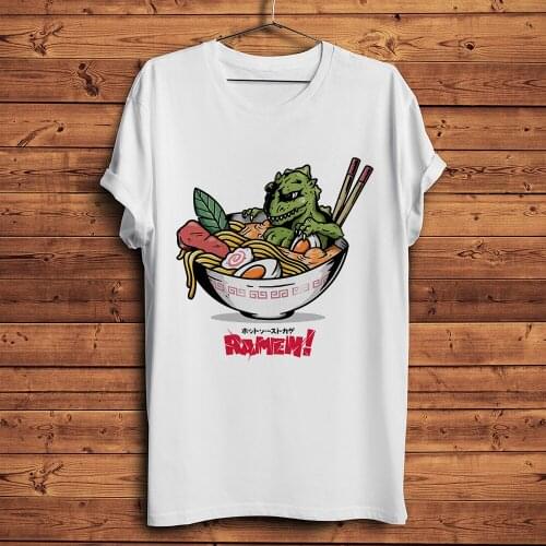 Japan style kawaii kaiju love ramen anime funny tshirt men new white casual short sleeve t shirt unisex streetwear Harajuku tee