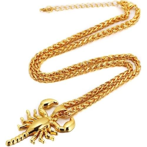 HIP Hop Hot Sale Coll Animal Necklace Titanium Alloy Steel Scorpion Necklaces Pendants For Men Rock Jewelry