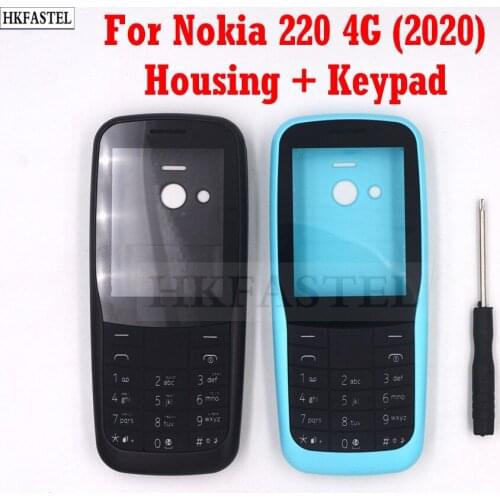HKFASTEL New High Quality Cover For Nokia 220 4G 2020 Mobile Phone Front housing Back cover English Russian Keypad Parts Tool