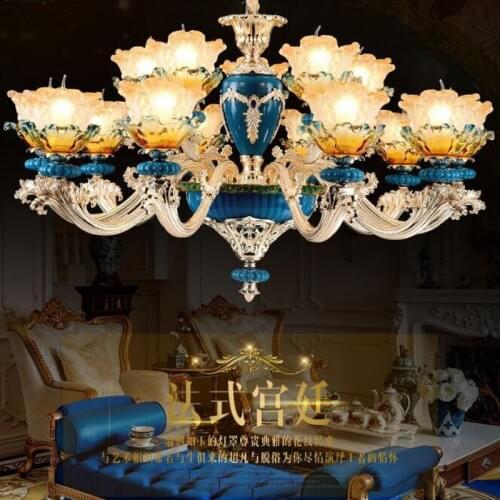 French Villa Crystal Lamps Living Room Chandelier Bedroom Lamps Restaurant Lamps Alloy Continental Pendant Glass Zinc Alloy led