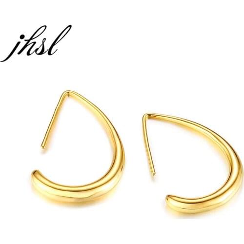 JHSL Brand Fashion Jewelry Young Lady Women Big Brass Hoop Earrings Gold Color Cocktail Party Gift