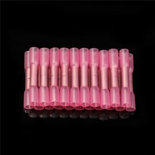 Red Heat Shrinkable Butt Waterproof Electrical Connector 22-18 AWG Wire Splice Cable Heat Shrink Joint Crimp Terminals