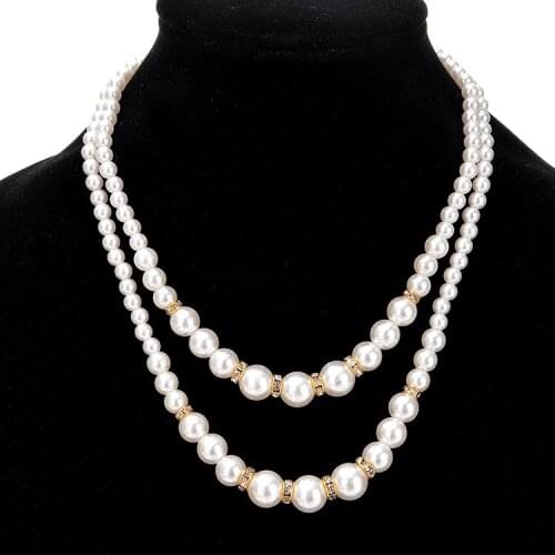 Fashion Chain Pearl Necklace For Women Baroque Pearl Metal Charm Pendants Necklaces Choker Snake Chain Jewelry Gold Silver Color