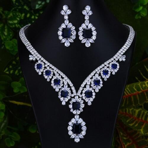 GODKI Trendy Exclusive Clear Crystal Pendant Necklace Earrings New 2020 Shining Dubai Fine Wedding Jewelry Sets for Ladies