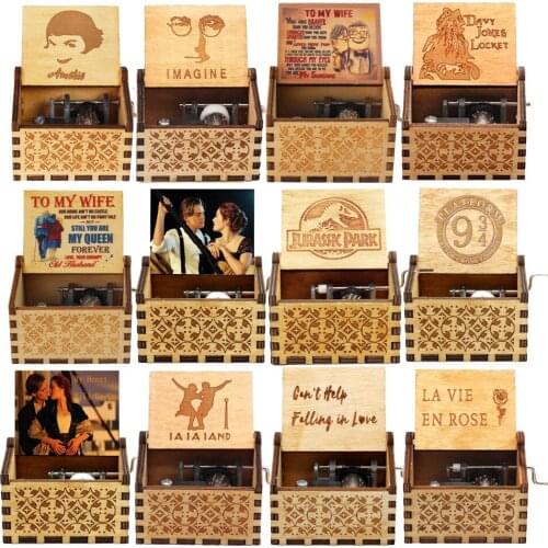 2021 New Wooden Hand Crank Totoro Music Box Pirates of the Carib Music Box My Heart Will Go on Theme Christmas Birthday Gift