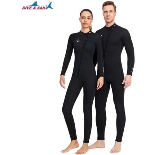 New 3mm neoprene fashion couple tight-fitting one-piece wetsuit long-sleeved warm men and women surfing swimming diving