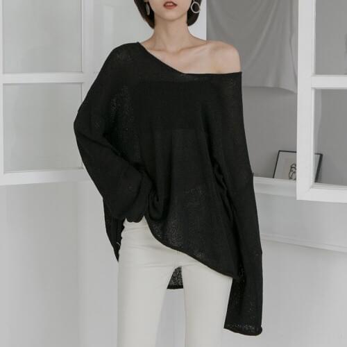 Autumn solid pullover women knitted tops