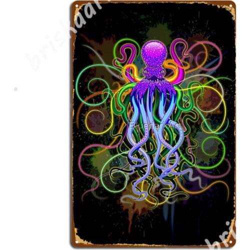 Octopus Psychedelic Luminescence Metal Signs Cinema Living Room Mural Wall Plaque Design Tin sign Posters