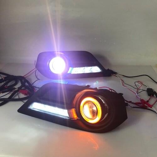 Osmrk fog lamp driving light assembly For Isuzu mu-x cob angel eye led daytime running lights turn signal