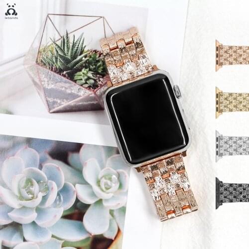 Stainless steel strap suitable for Apple Watch series 6 SE 5 4 3 2 1 folding clasp chain bracelet strap modern design for iWatch