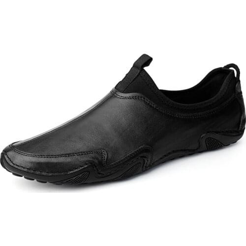 Luxury Black Sneakers Men Loafers Genuine Outdoor Slip on Shoes Man Simple Slip On Driving Flats Men Casual Footwear Mens Shoes