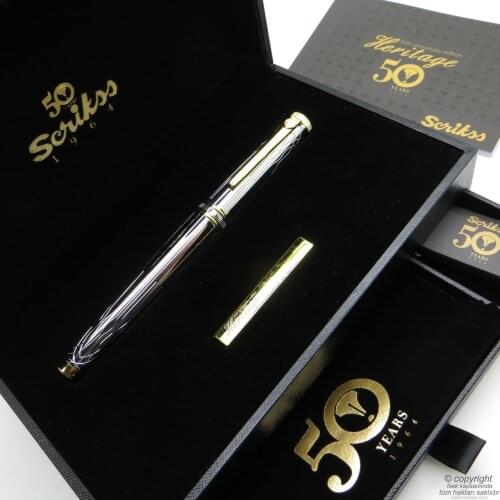 Scrikss Heritage Roller Pen Gold Chrome 50.Yıl | Scrikss Pen | İsme Special Pen | Gift Pen