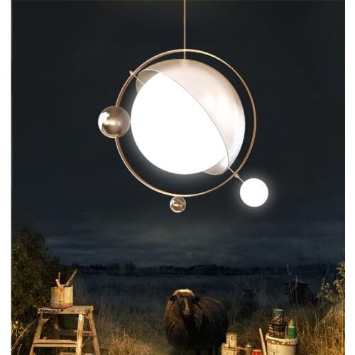 Planet led chandelier lighting childrens room restaurant globe moon hanging lamp Nordic style restaurant new bedroom chandelier