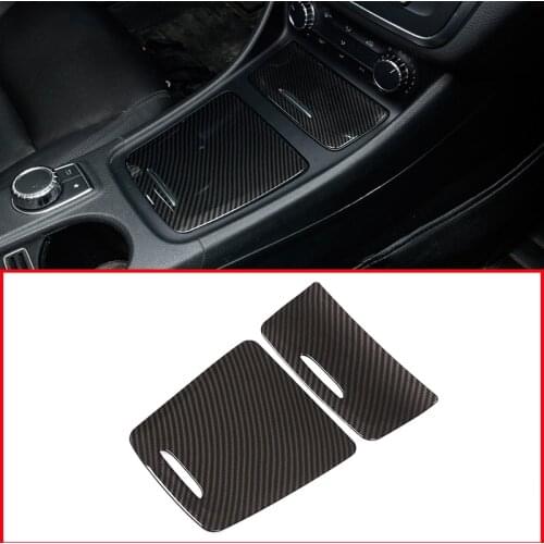Carbon ABS Center Storage Box Panel Trim Ashtray Cover Car Stickers For Mercedes Benz CLA GLA A Class W117 W176 A180 2014-2017