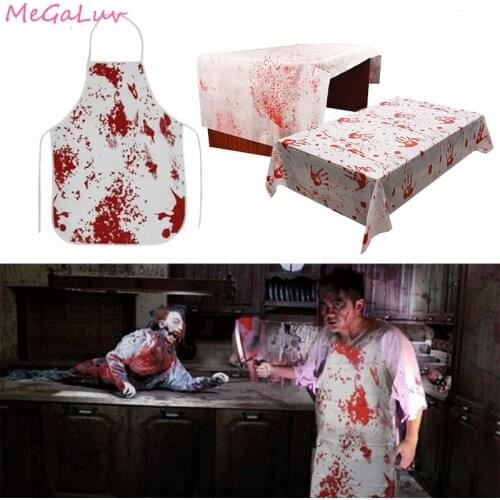 Halloween Decoration Bloody Handprints Adult Butcher Bloody Apron Scary Horror Cosplay Zombie Party Supplies
