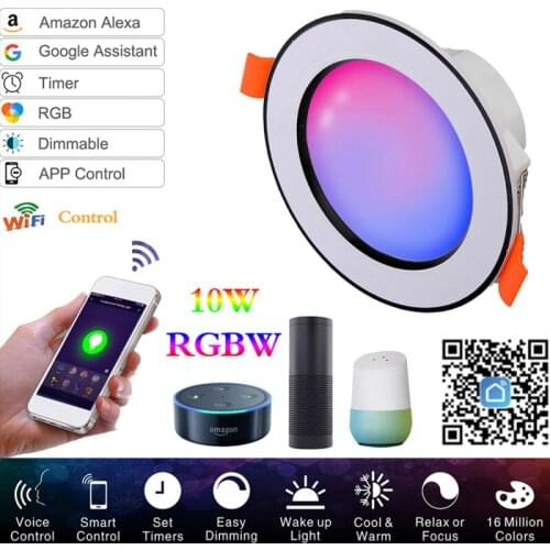 Smart Downlight 6W 10W RGBCW Led Recessed Ceiling Light Voice Control Indoor Lighting Warm White Cold White Alexa Google Home