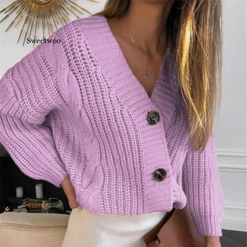 Knit Sweater Women Autumn 2020 Female Casual Long Sleeve Button Cardigan Knitted Sweaters Coat Femme Winter Warm Clothes