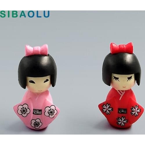 Janpanese Girl Traditional Cloth Miniature Figurine decorative fairy garden animal statue miniature Moss ornaments resin