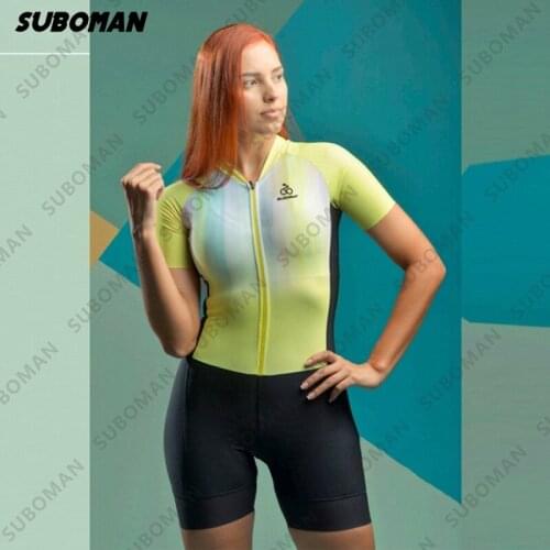 2021 suboman team Womens Triathlon temperament Short Sleeve Cycling Jumpsuit Jersey Maillot Ropa Ciclismo Bicycle Clothing
