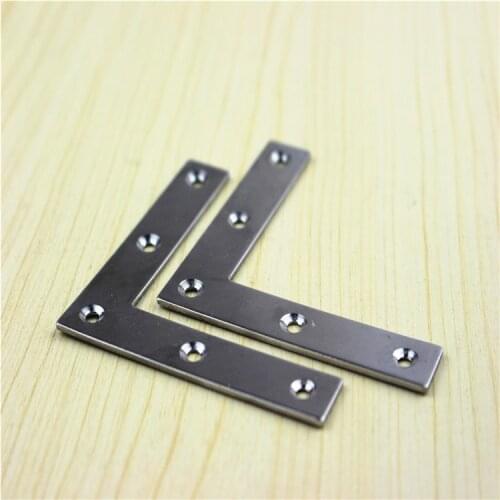 10Pcs 80*80mm Flat L Shape Corner Brace Plate Right Angle Bracket Support