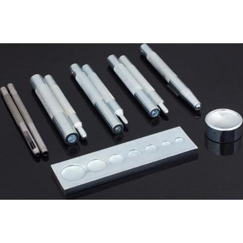 11 Pcs Leather Craft Kit Punching Holes Snap Button Working Tools for Hole Punch Rivet Button Setter Die Base Tool Leather Belt