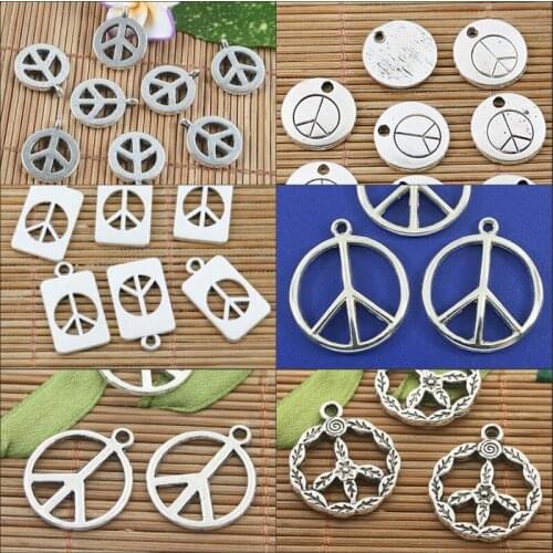 12pcs tibetan silver color peace sign design pendant charms