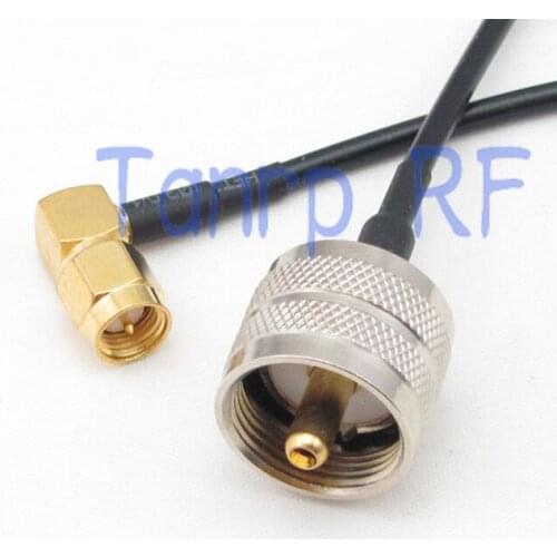 8in 8'' UHF male PL259 to SMA male right angle RF connector adapter 20CM Pigtail coaxial jumper cable RG174 extension cord