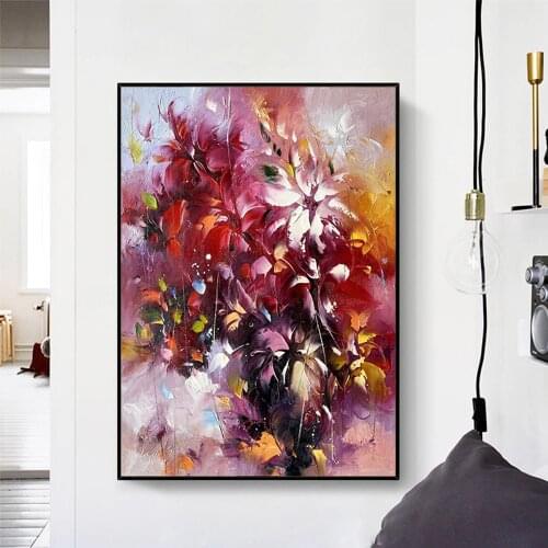 Knife flower abstract oil painting wall art home decoration picture deco living room home hand painting flowers unframed