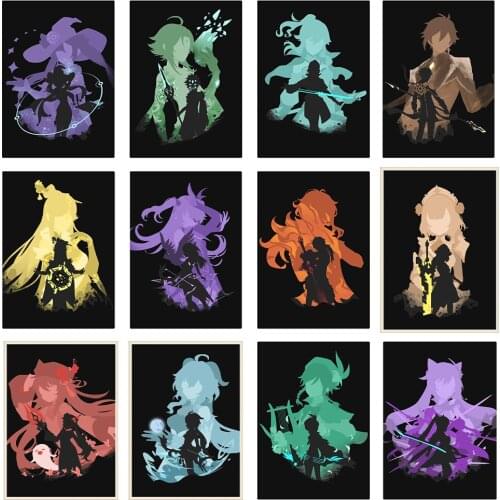 Genshin Impact Anime Poster HD Print Wall Sticker Art Mural Home Decor Room Bedroom Bar Cafe Background Picture No Frame