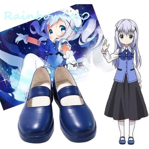 RainbowCos0 Free Ship Cosplay Shoes Is the Order a Rabbit ? Kafuu Chino Boots Game Anime Halloween