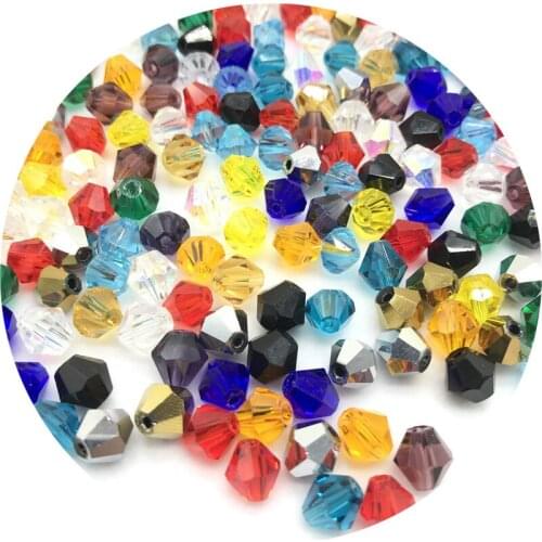 4/6/8mm Shiny Crystal beads Bicone Beads Glass Beads Loose Spacer Beads for Jewelry MakingDIY Bracelet Necklace #020