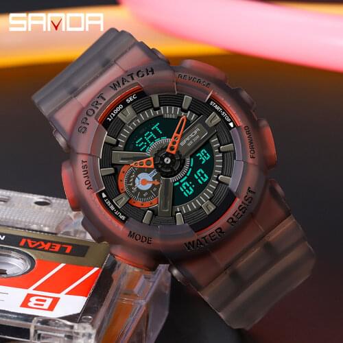 SNADA 2021 New Mens Watch Sports Dual Display Digital Multi-function Ladies Fashion Fluorescent Waterproof Quartz Watch 3029