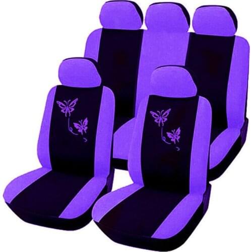 9pcs/set Car Universal Seat Covers Set Butterfly Embroidery Auto Seat Protector