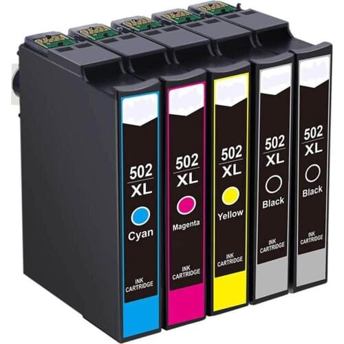 E502XL-5PK Compatible Ink Cartridges For Epson WF-2860DWF WF-2865DWF, Expression Home XP-5100 XP-5105(2BK+1C+1M+1Y)